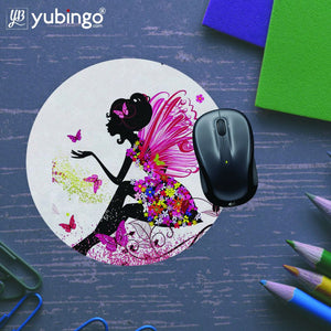 The Pixie With Her Butterflies Mouse Pad (Round)-Image5