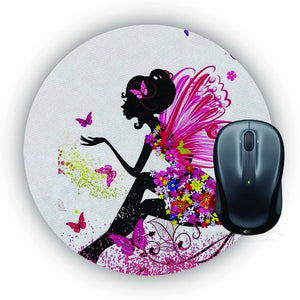 The Pixie With Her Butterflies Mouse Pad (Round)