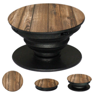 Wooden Pattern Mobile Grip Stand (Black)-Image2