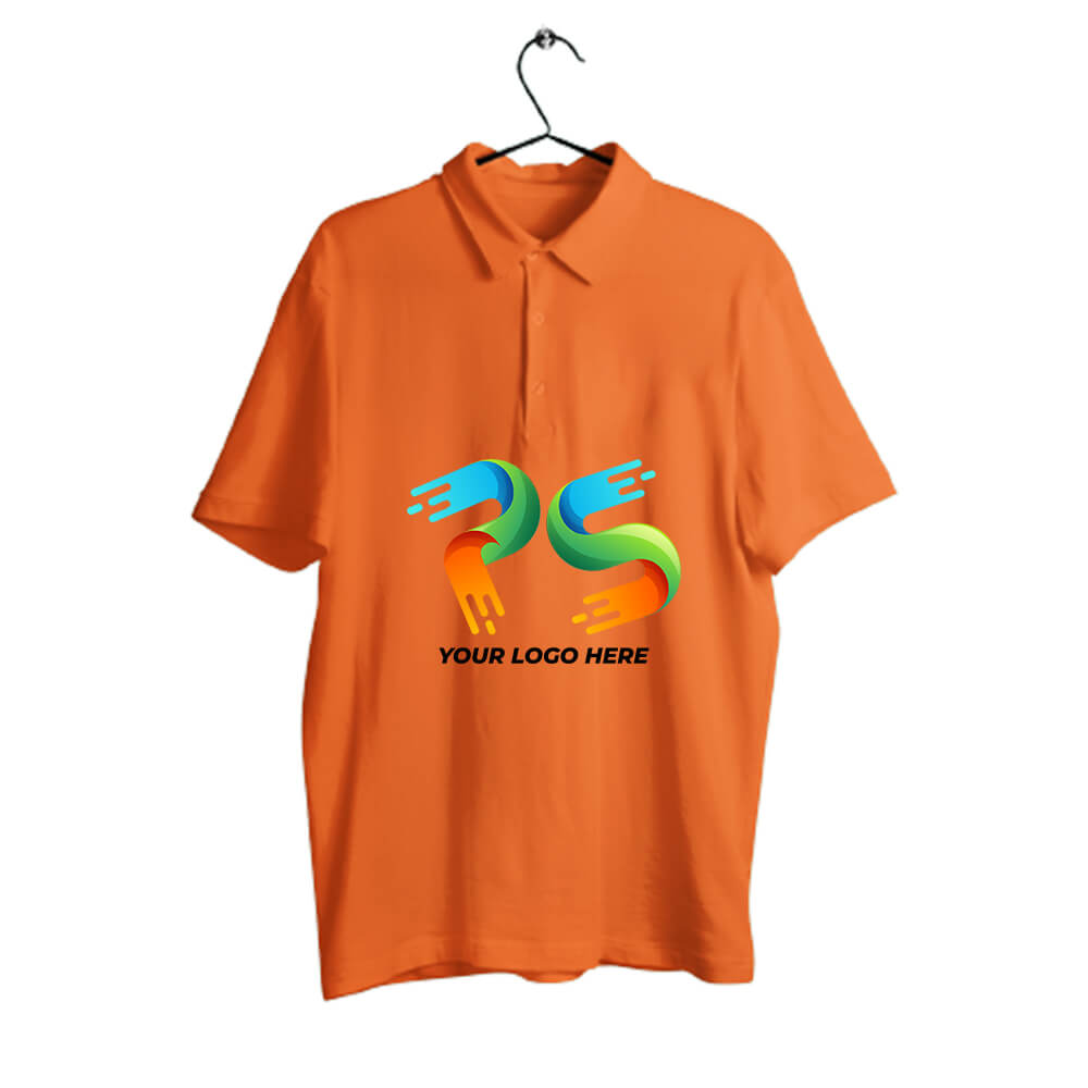 Orange Customised Men's Polo Neck  T-Shirt - Front and Back Print