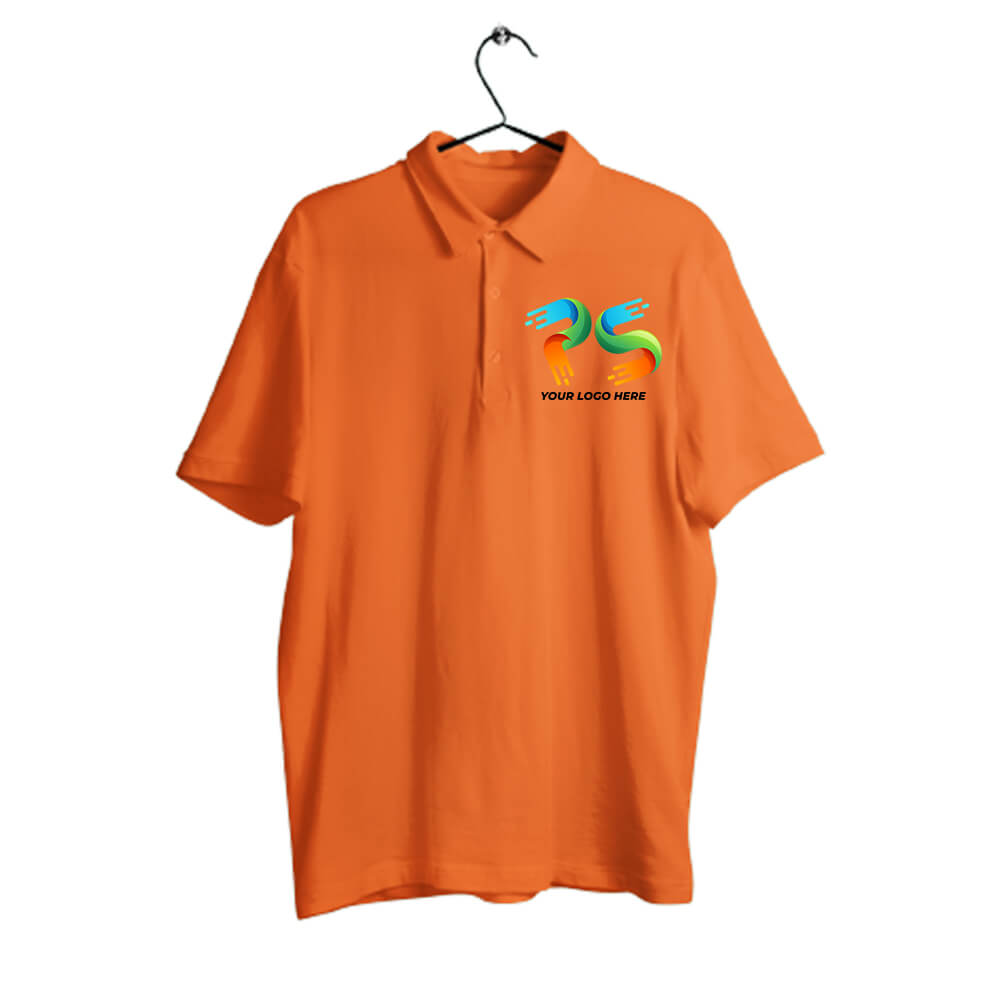 Orange Customised Men's Polo Neck  T-Shirt - Front  Print