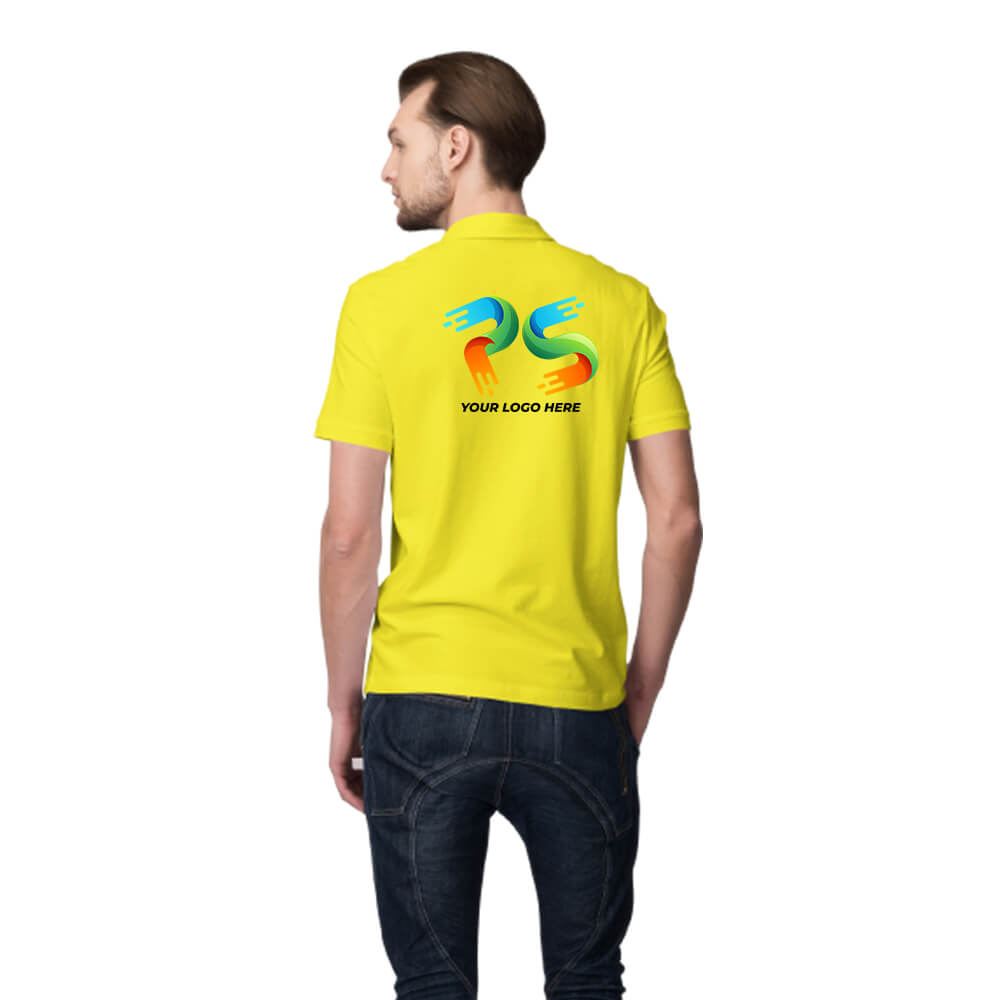 Yellow Customised Men's Polo Neck  T-Shirt - Back Print