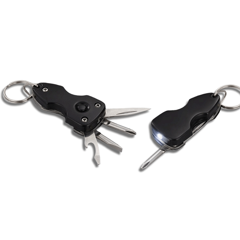 6 in 1 Military Keychain with Toolkit and Torch