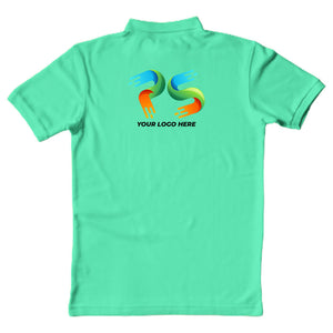 Polo Neck Aqua Melange Customised Kids T-Shirt - Front And Back Print