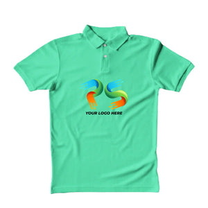 Polo Neck Aqua Melange Customised Kids T-Shirt - Front  Print