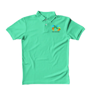 Polo Neck Aqua Melange Customised Kids T-Shirt - Front And Back Print
