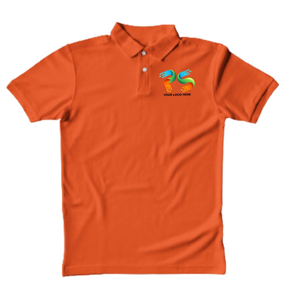 Polo Neck Orange Customised Kids T-Shirt - Front Print