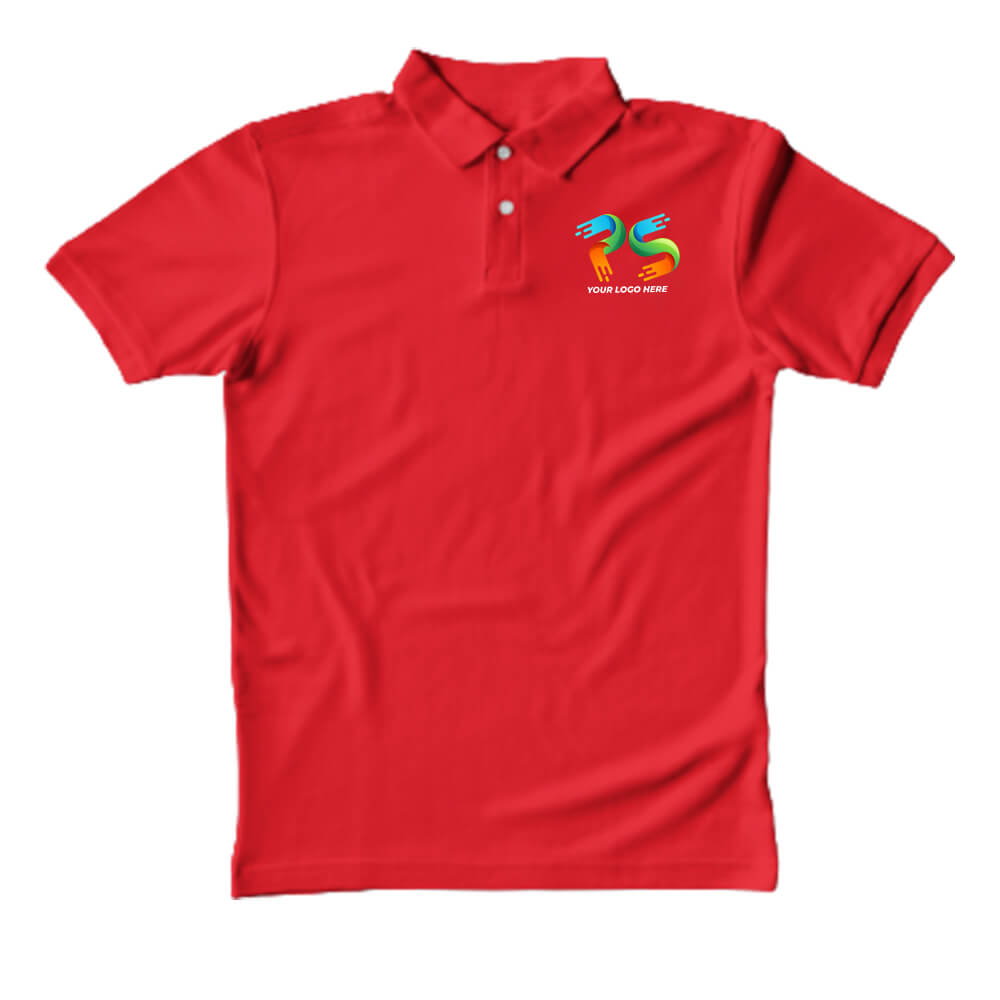 Polo Neck Red Customised Kids T-Shirt - Front Print