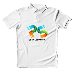 Polo Neck White Customised Kids T-Shirt - Front Print