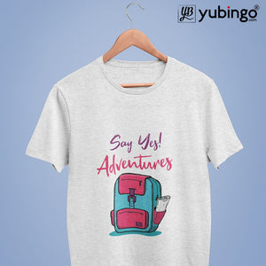Say Yes to New Adventure Men T-Shirt-White Melange