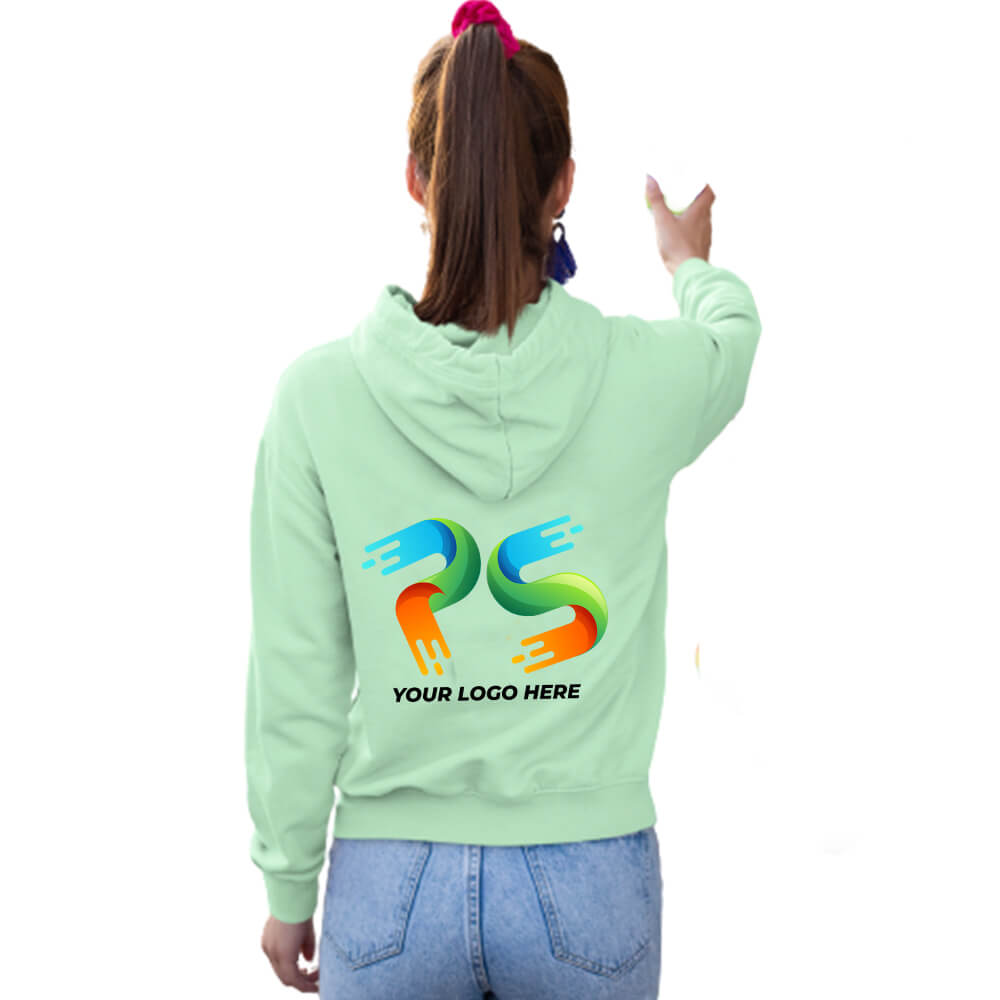 Mint Green Customised Women's Crop  Hoodie - Front and Back Print