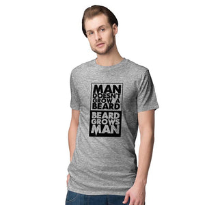 Beard Grows Man Men T-Shirt-Grey Melange