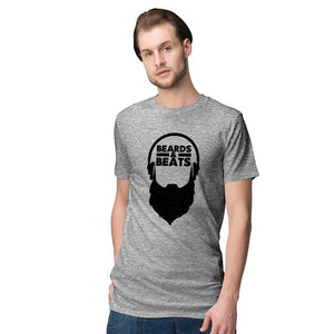 Beards And Beats Men T-Shirt-Grey Melange