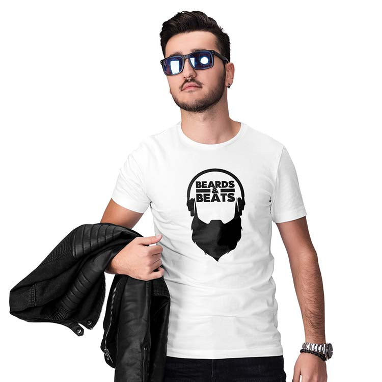 Beards And Beats Men T-Shirt-Grey Melange