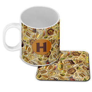 Beer Overflow Customised Alphabet Coffee Mug With Coaster