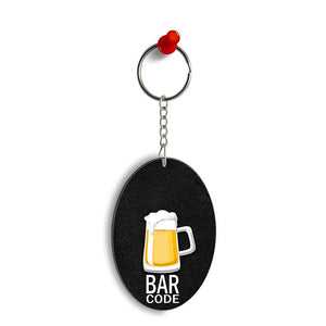 Bar Code Oval Key Chain