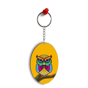 Cool Owl Oval Key Chain