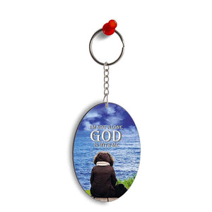 God is with Me Oval Key Chain