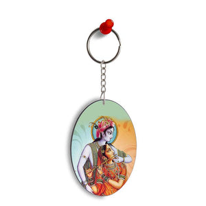 Krishna And Radha Oval Key Chain