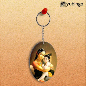 Krishna With Yashoda Oval Key Chain-Image2