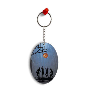 Let's Play Basketball Oval Key Chain