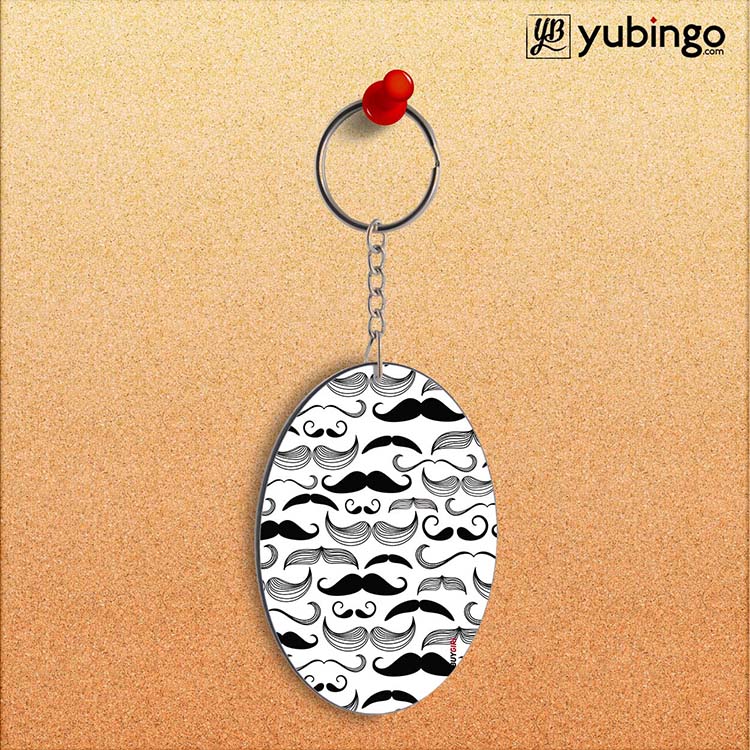 Moustaches Oval Key Chain