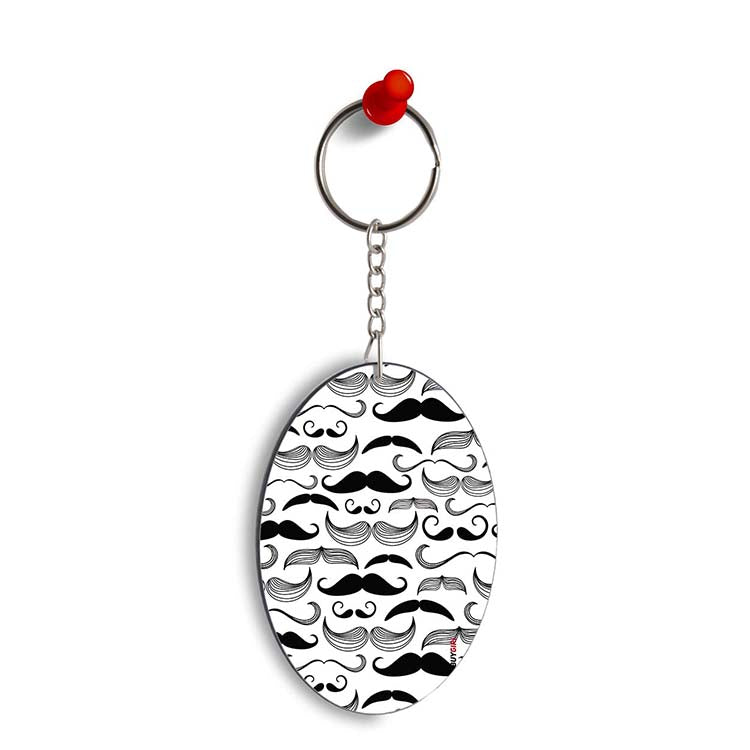 Moustaches Oval Key Chain