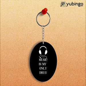 Music Is My Only Drug Oval Key Chain-Image2