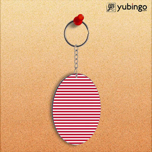 Red Stripes Oval Key Chain-Image2