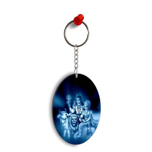 Shiv Parvati Oval Key Chain