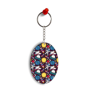 Space Journey Oval Key Chain