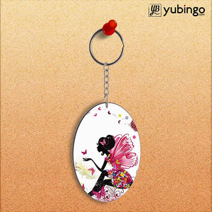 The Pixie With Her Butterflies Oval Key Chain-Image2