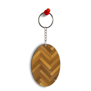 Wood Pattern Oval Key Chain