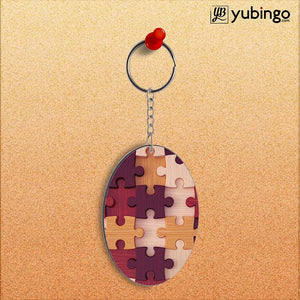 Wooden Jigsaw Oval Key Chain-Image2