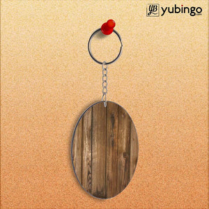 Wooden Pattern Oval Key Chain-Image2