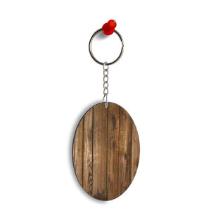 Wooden Pattern Oval Key Chain