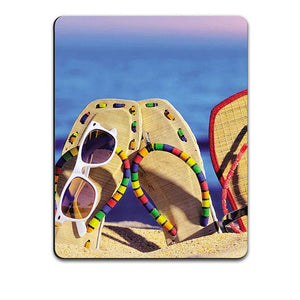 Cute Flip Flops On Beach Mouse Pad