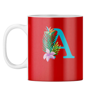 Flower Alphabet with Name Coffee Mug Alphabet A