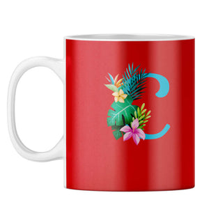 Flower Alphabet with Name Coffee Mug Alphabet C