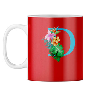Flower Alphabet with Name Coffee Mug Alphabet D