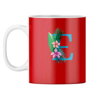 Flower Alphabet with Name Coffee Mug Alphabet E