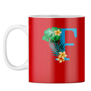 Flower Alphabet with Name Coffee Mug Alphabet F