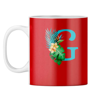 Flower Alphabet with Name Coffee Mug Alphabet G