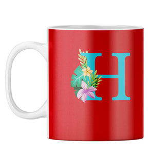 Flower Alphabet with Name Coffee Mug Alphabet H