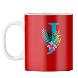 Flower Alphabet with Name Coffee Mug Alphabet J