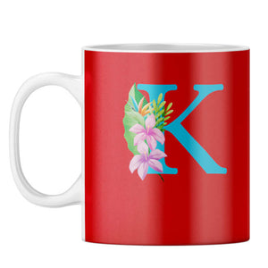 Flower Alphabet with Name Coffee Mug Alphabet K