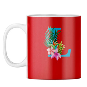 Flower Alphabet with Name Coffee Mug Alphabet L
