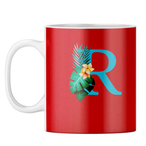 Flower Alphabet with Name Coffee Mug Alphabet R
