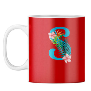 Flower Alphabet with Name Coffee Mug Alphabet S