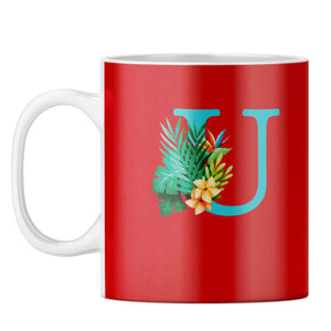 Flower Alphabet with Name Coffee Mug Alphabet U